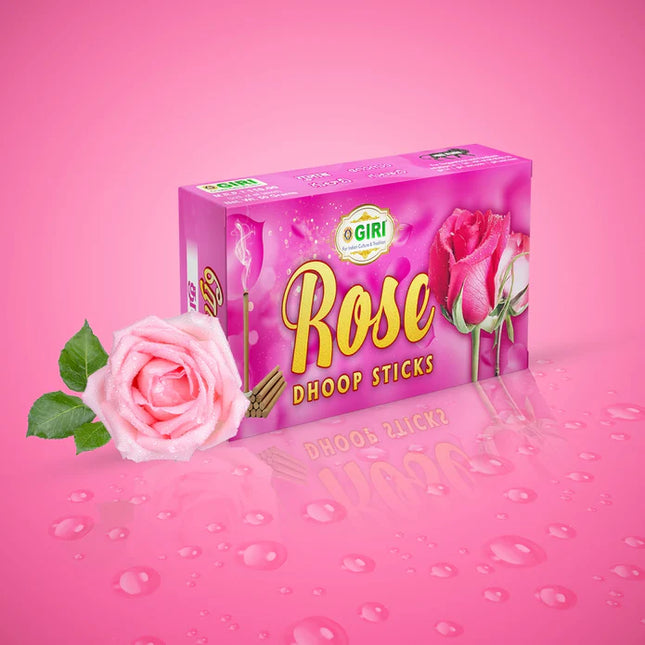 Giri Dhoop Sticks Rose – Incienso Sambrani / Dhoop Batti para Pooja
