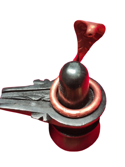 Shivalingam Negro con serpiente de cobre