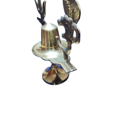 Shivalingam de Latón con Serpiente, OM y Trishul