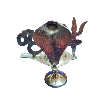 Shivalingam de Latón con Serpiente, OM y Trishul