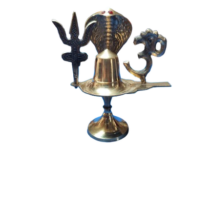 Shivalingam de Latón con Serpiente, OM y Trishul