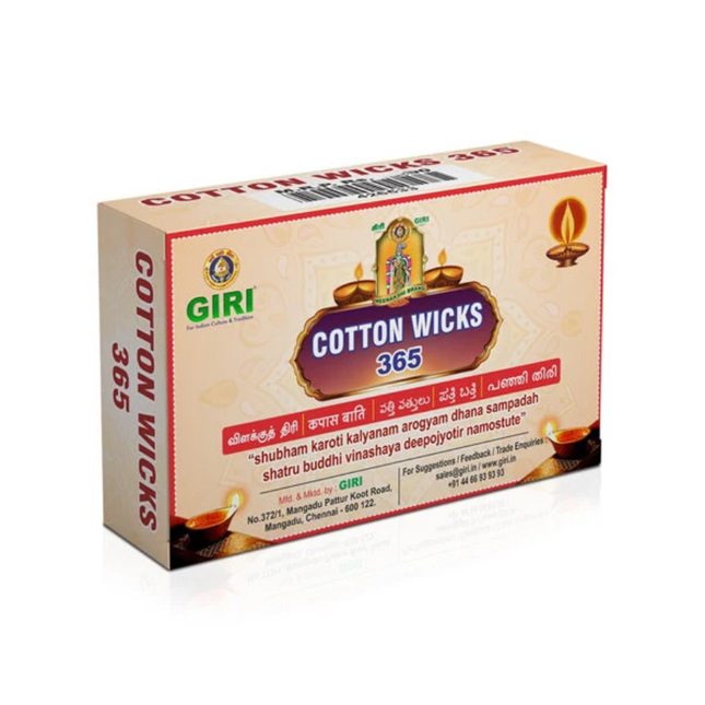 Giri Cotton Wicks – Mechas de Algodón para Diya, Vilakku y Puja