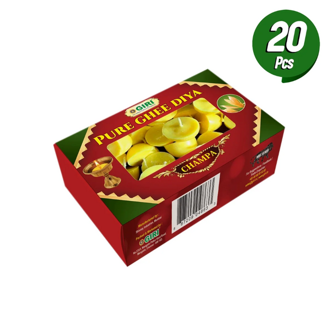 Giri Pure Ghee Diya – 20 Unidades | Diya de Ghee de Vaca con Mecha
