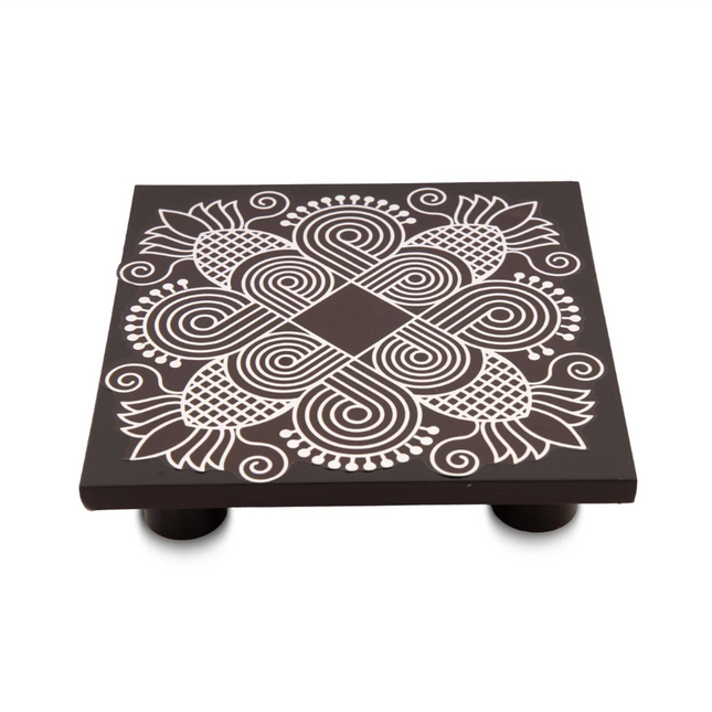 Manai Palagai – Chowki de Puja de Madera 6 × 6 × 1,25 pulgadas