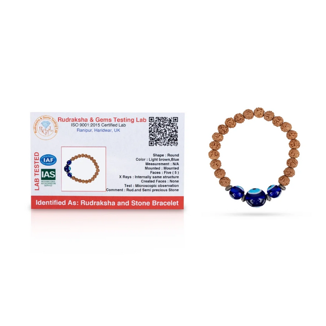 Pulsera Rudraksha con Ojo Turco – 2,5 pulgadas