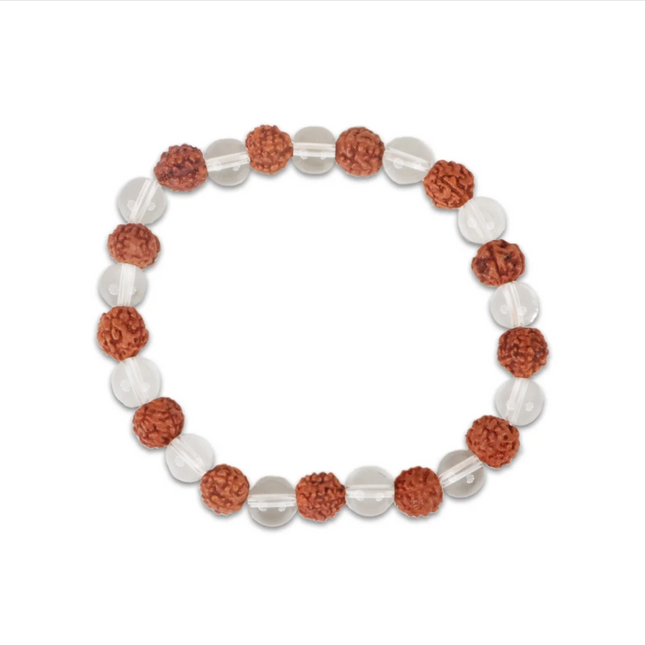 Brazalete Rudraksha Sphatik de 2,5 pulgadas – Brazalete espiritual de Rudraksha y Sphatik