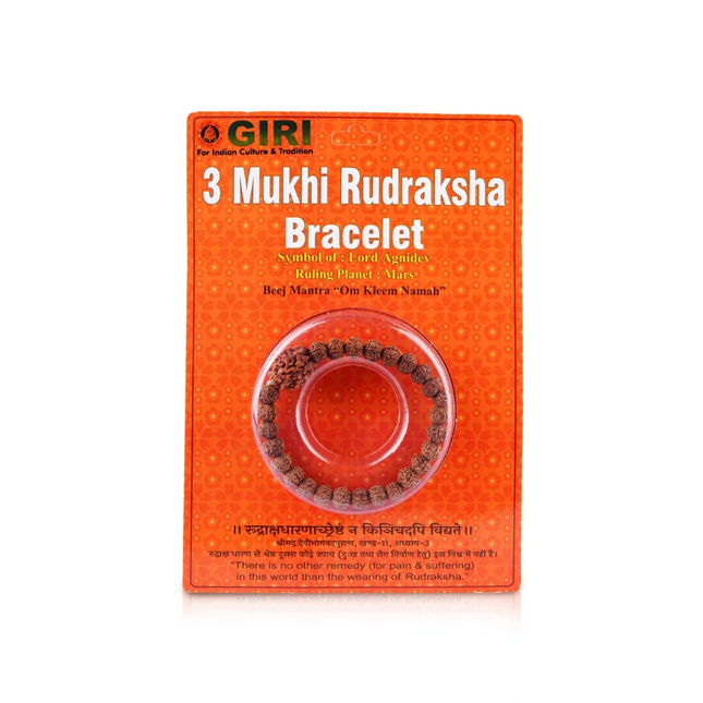 Pulsera de Rudraksha 3 Mukhi de Java – Pulsera de Tres Caras para Hombre y Mujer