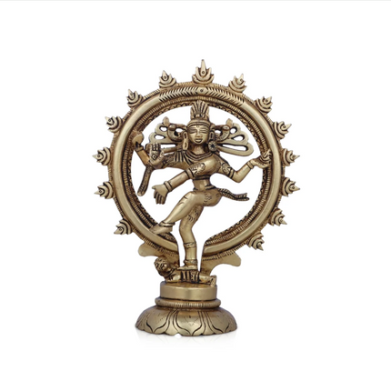 Nataraja Murti 7 × 5 pulgadas – Estatua de Shiva Nataraja en Latón con Acabado Antiguo