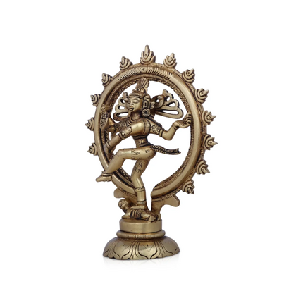Nataraja Murti 7 × 5 pulgadas – Estatua de Shiva Nataraja en Latón con Acabado Antiguo