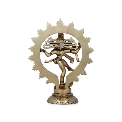 Nataraja Murti 7 × 5 pulgadas – Estatua de Shiva Nataraja en Latón con Acabado Antiguo