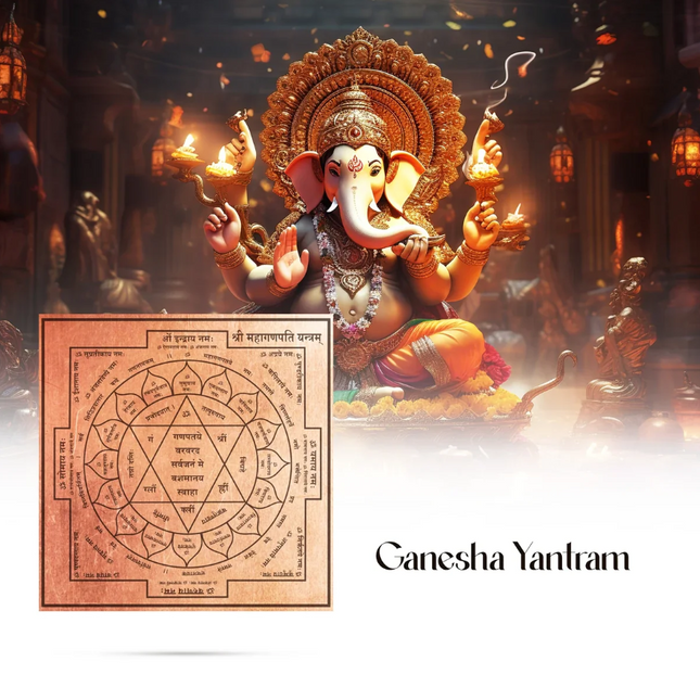 Ganesha Yantra 1 × 1 pulgadas – Yantra de Ganapati de Cobre para Puja