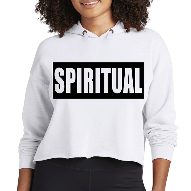 Womens Cropped Hoodie Spiritual Black Colorblock Illustration-0